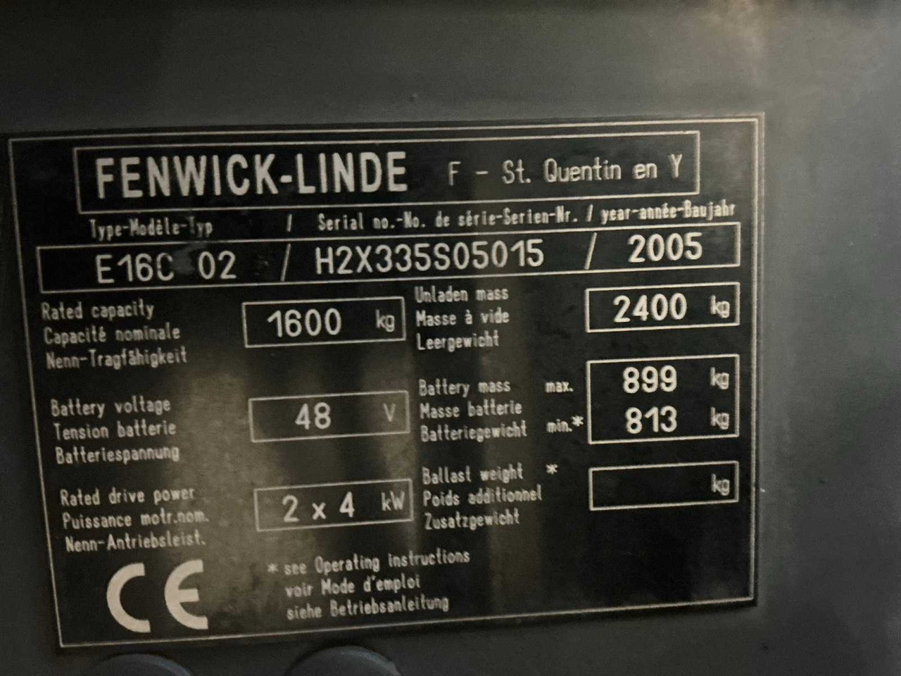 2005 LINDE-FENWICK E16C-02 FORKLIFT - Forklift: picture 2 2005 LINDE-FENWICK E16C-02 FORKLIFT - Forklift: picture 2