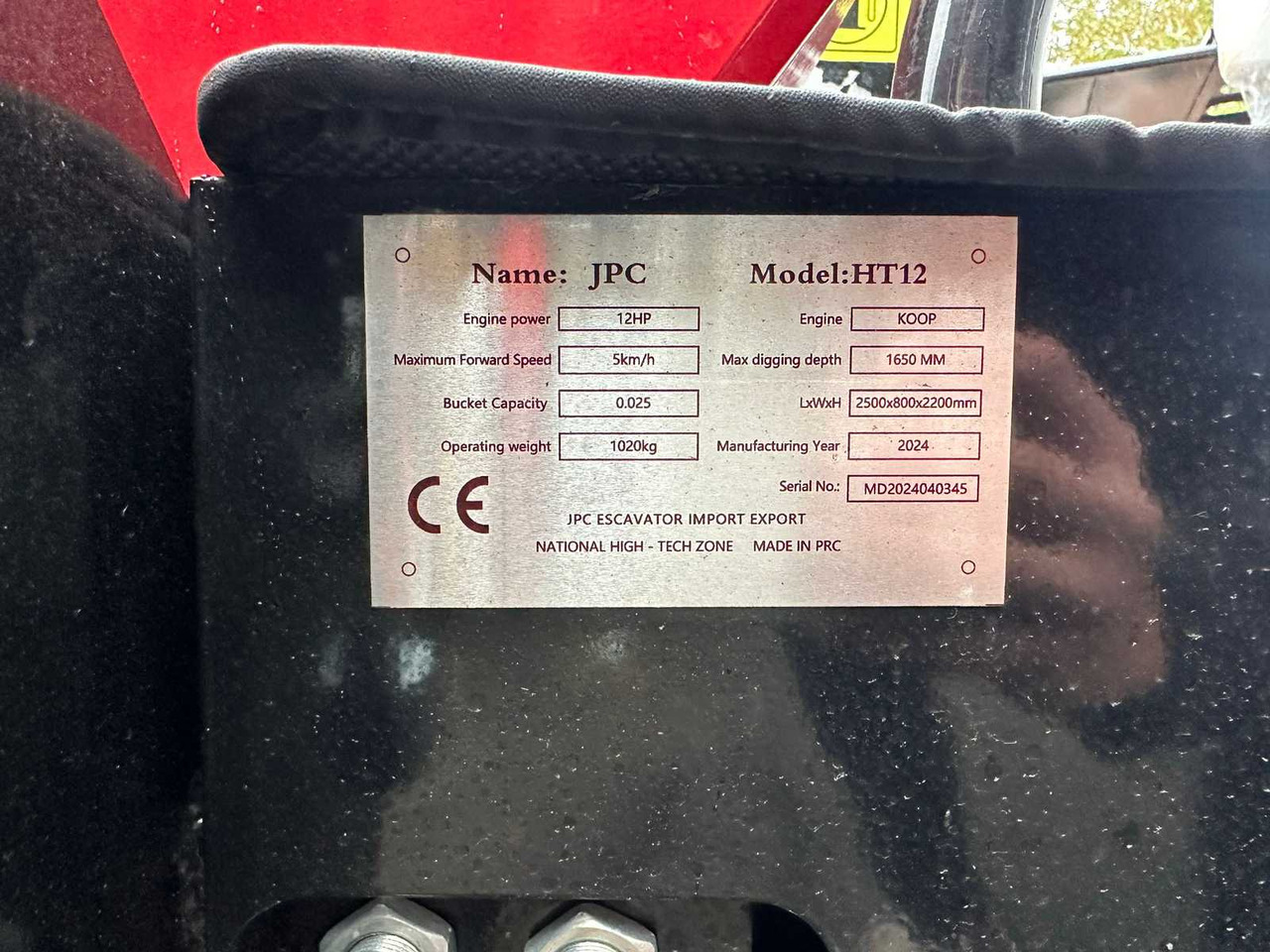 Mini excavator 2024 JPC HT12 RED MINI EXCAVATOR: picture 14 Mini excavator 2024 JPC HT12 RED MINI EXCAVATOR: picture 14