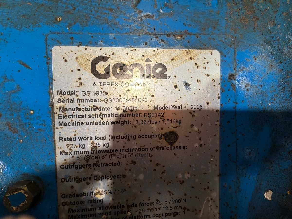 Aerial platform GENIE - 2006 - GS-1932 - AERIAL PLATFORM: picture 26 Aerial platform GENIE - 2006 - GS-1932 - AERIAL PLATFORM: picture 26