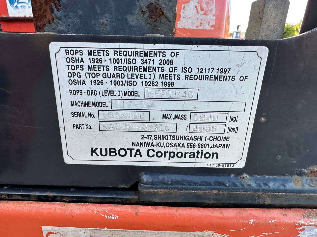 Mini excavator KUBOTA U17-3: picture 33