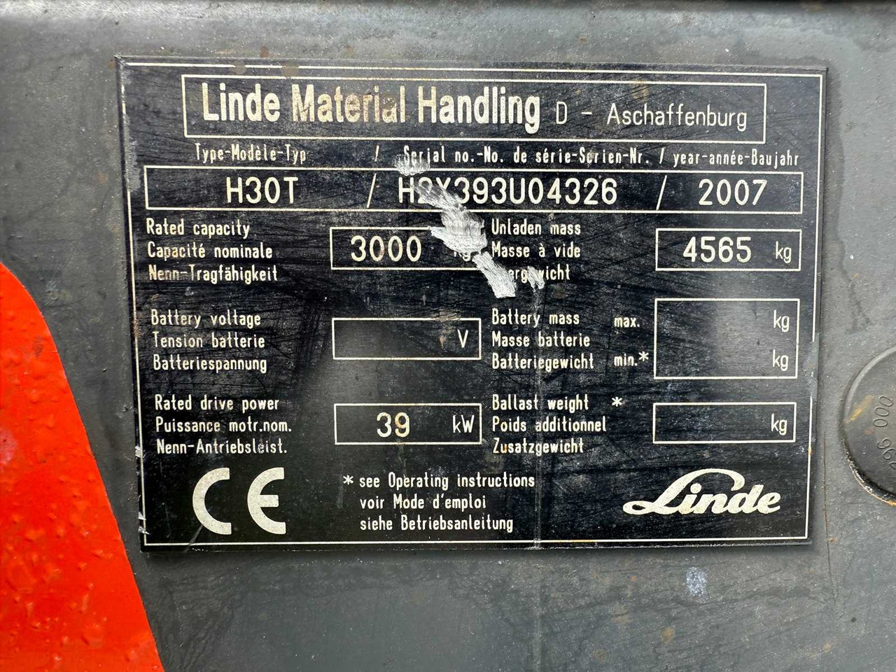 Forklift LINDE - 2007 - H30T - FORKLIFT TRUCK: picture 13