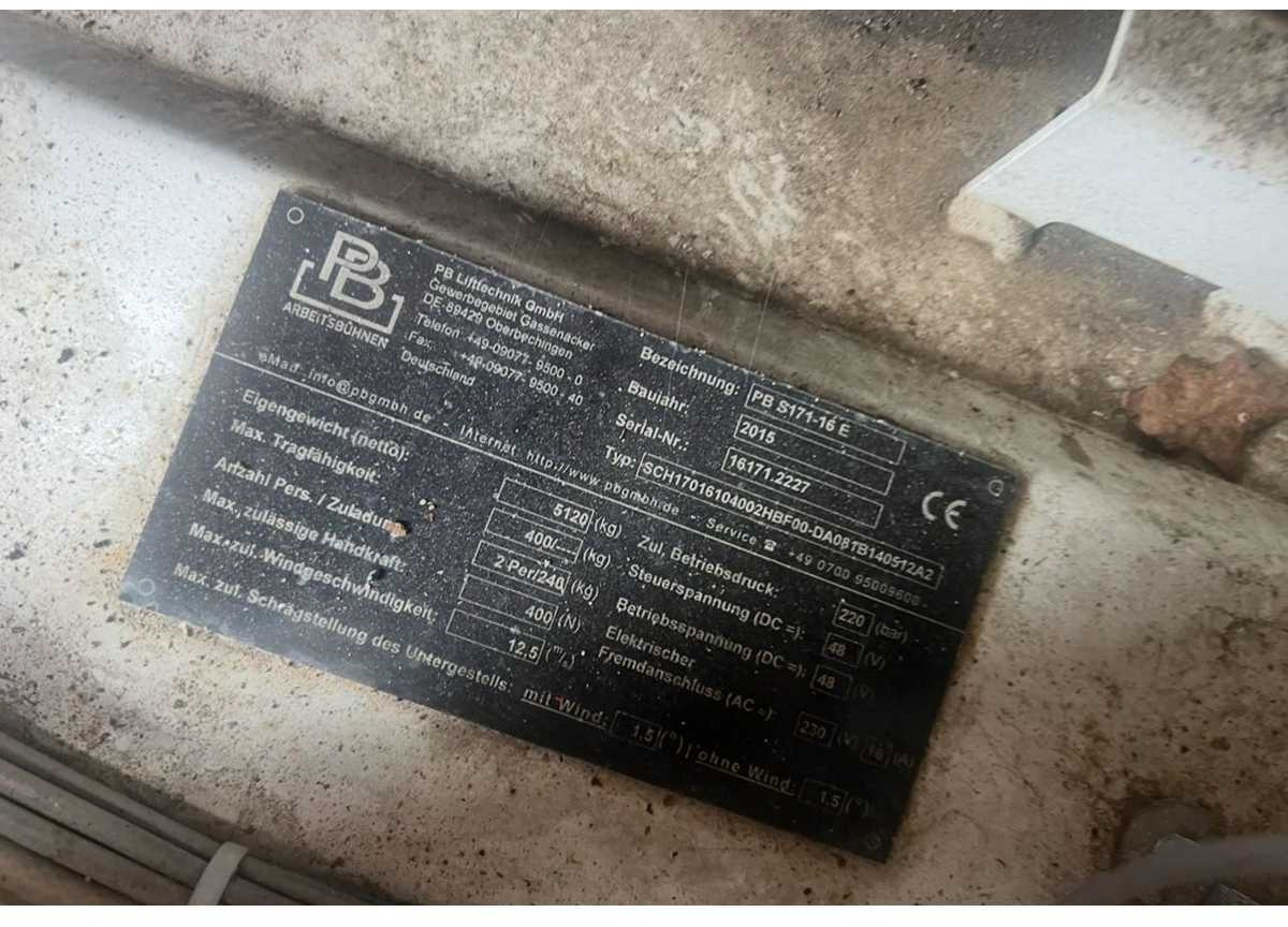 PB - S171-16 E - AERIAL PLATFORM BUILT IN 2015 WITH WORKING HEIGHT 17.3M - Aerial platform: picture 3 PB - S171-16 E - AERIAL PLATFORM BUILT IN 2015 WITH WORKING HEIGHT 17.3M - Aerial platform: picture 3