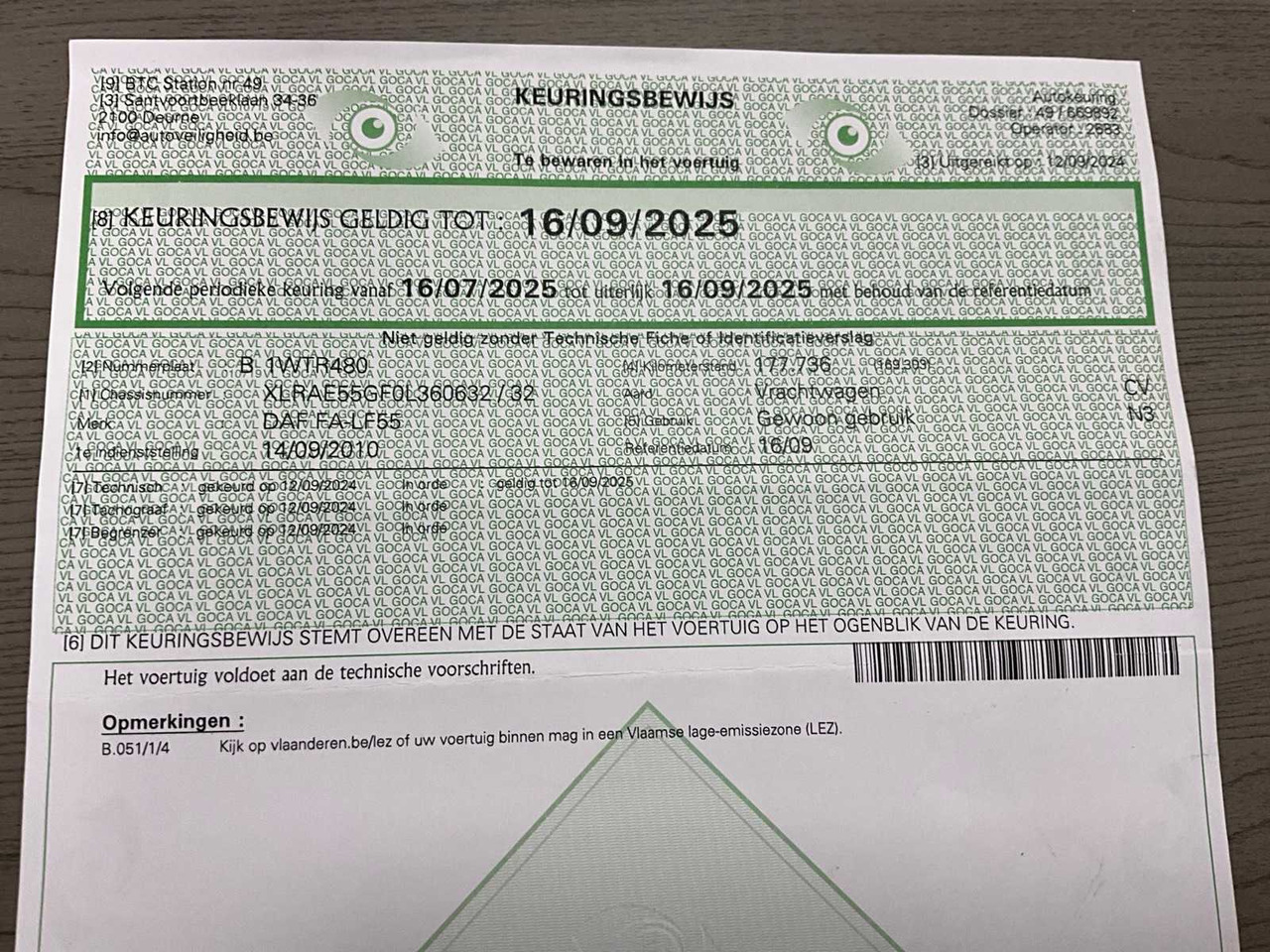 Truck 2010 DAF LF 55.250 - HYDRAULIC TAIL LIFT - 183000KM: picture 46 Truck 2010 DAF LF 55.250 - HYDRAULIC TAIL LIFT - 183000KM: picture 46