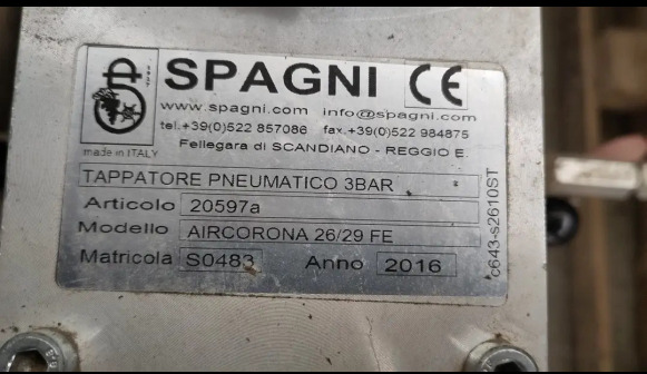 Capsuleuse pneumatique semi-automatique Spagni - Food processing equipment: picture 3 Capsuleuse pneumatique semi-automatique Spagni - Food processing equipment: picture 3