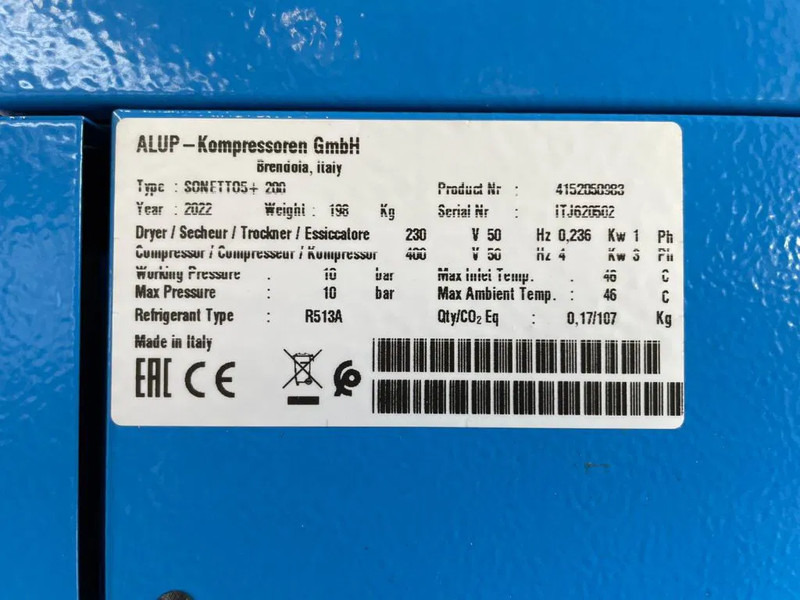 Alup Sonetto 5 + 200 Elektrische Schroefcompressor 4 kW 470 L / min 10 Bar met droger en ketel - Air compressor: picture 3 Alup Sonetto 5 + 200 Elektrische Schroefcompressor 4 kW 470 L / min 10 Bar met droger en ketel - Air compressor: picture 3