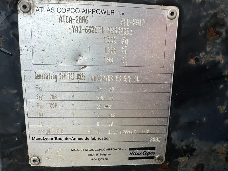 Atlas-Copco QAS 38 Yanmar Mecc Alte Spa 40 kVA Silent generatorset - Generator set: picture 5 Atlas-Copco QAS 38 Yanmar Mecc Alte Spa 40 kVA Silent generatorset - Generator set: picture 5