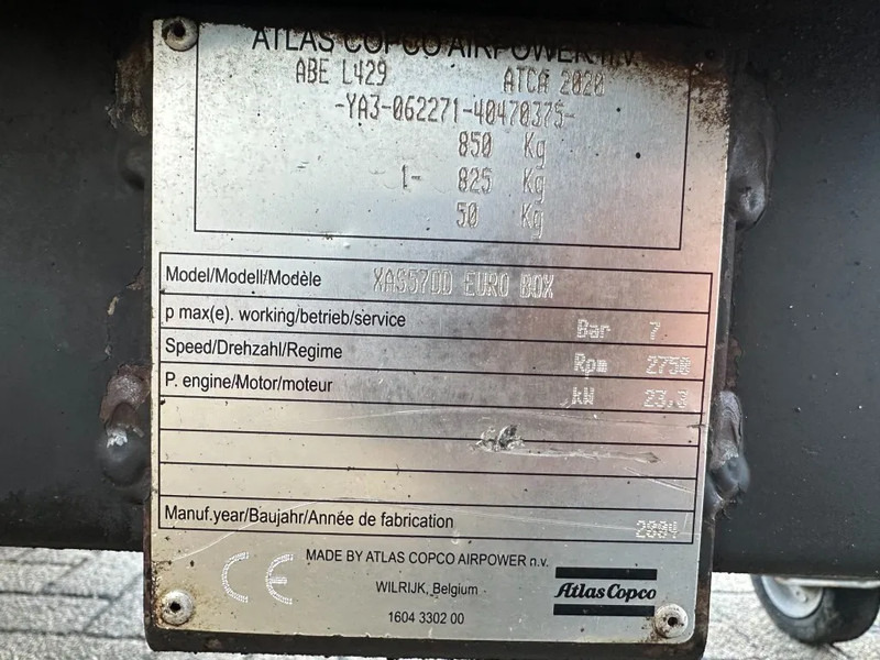 Atlas-Copco XAS 57 DD Deutz 3 m3 / min 23 kW 7 Bar Mobiele Diesel Compressor op aanhanger - Air compressor: picture 3 Atlas-Copco XAS 57 DD Deutz 3 m3 / min 23 kW 7 Bar Mobiele Diesel Compressor op aanhanger - Air compressor: picture 3