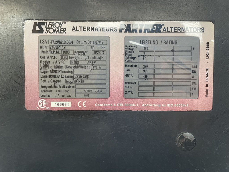 Caterpillar C12 Leroy Somer 400 kVA Silent generatorset - Generator set: picture 4 Caterpillar C12 Leroy Somer 400 kVA Silent generatorset - Generator set: picture 4