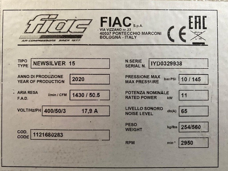 Fiac NewSilver 15 1430 L / min 11 kW 10 Bar Elektrische Schroefcompressor Nieuw ! - Air compressor: picture 4 Fiac NewSilver 15 1430 L / min 11 kW 10 Bar Elektrische Schroefcompressor Nieuw ! - Air compressor: picture 4