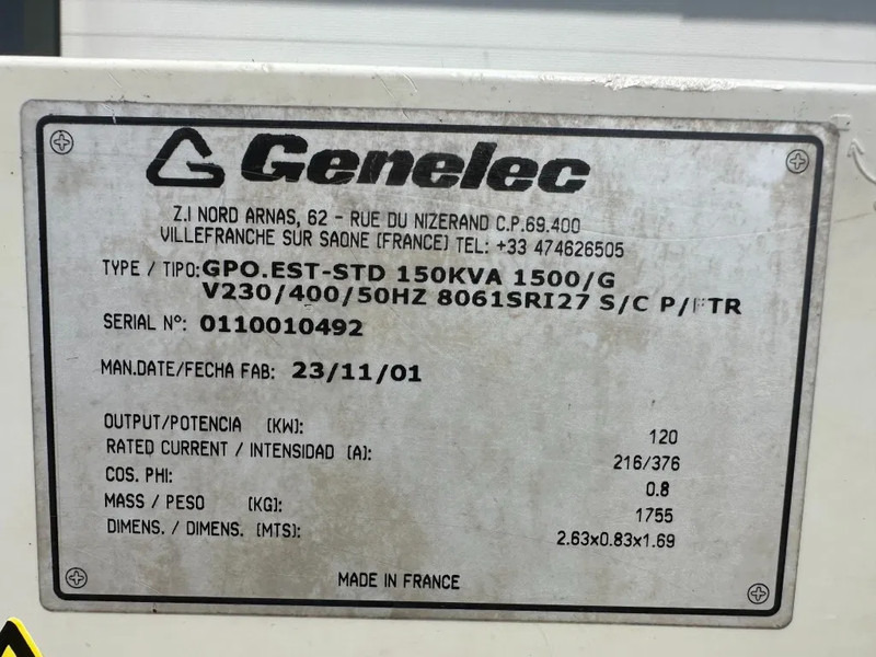 Generator set Iveco 8061 Marelli 150 kVA noodstroom generatorset ATS automatische netovername: picture 9