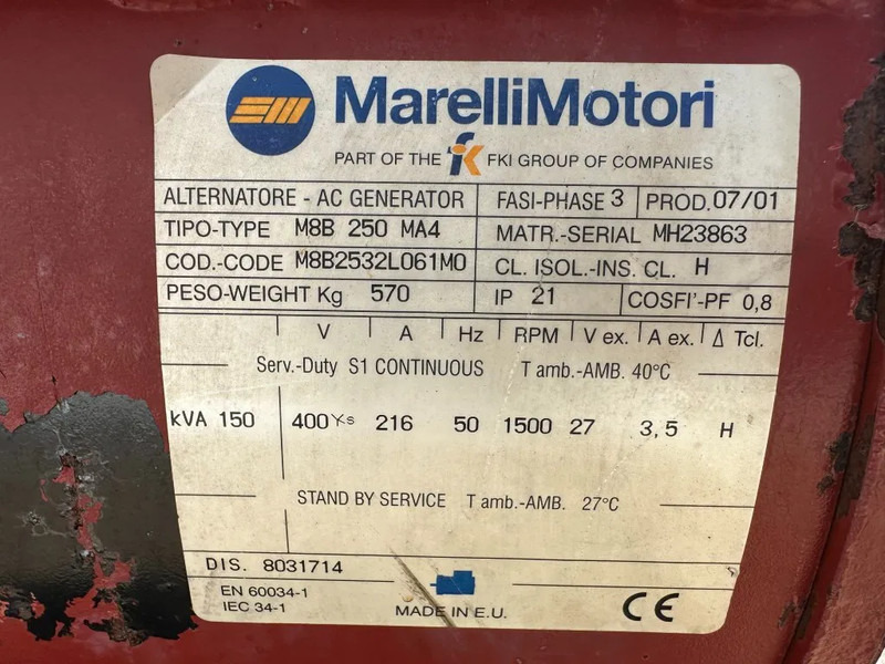 Generator set Iveco 8061 Marelli 150 kVA noodstroom generatorset ATS automatische netovername: picture 11