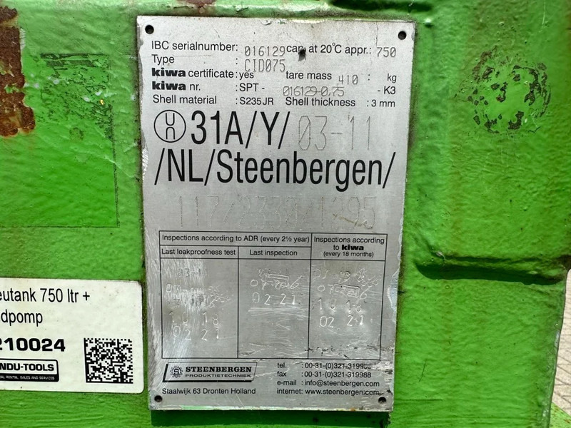 Storage tank Kiwa IBC Steenbergen 750 liter Dieseltank met handpomp: picture 12 Storage tank Kiwa IBC Steenbergen 750 liter Dieseltank met handpomp: picture 12