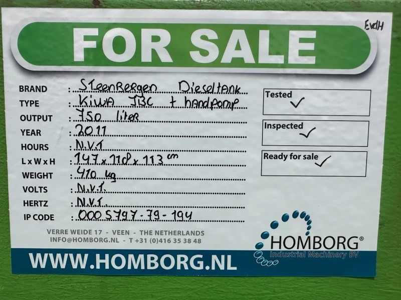 Storage tank Kiwa IBC Steenbergen 750 liter Dieseltank met handpomp: picture 7 Storage tank Kiwa IBC Steenbergen 750 liter Dieseltank met handpomp: picture 7