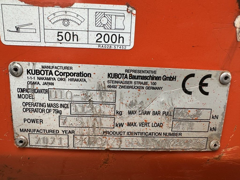 Kubota U10-3 Minigraver Diesel Graafmachine 2021 ! 690 uur ! As New ! - Mini excavator: picture 4 Kubota U10-3 Minigraver Diesel Graafmachine 2021 ! 690 uur ! As New ! - Mini excavator: picture 4