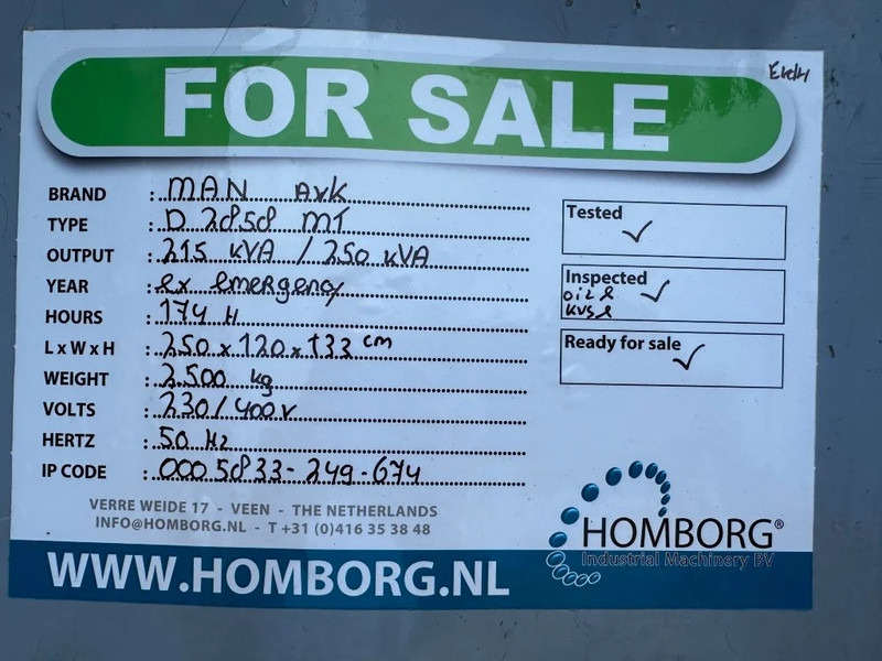 Generator set MAN D 2858 MT AvK 250 kVA Noodstroom generatorset ex Emergency: picture 16 Generator set MAN D 2858 MT AvK 250 kVA Noodstroom generatorset ex Emergency: picture 16