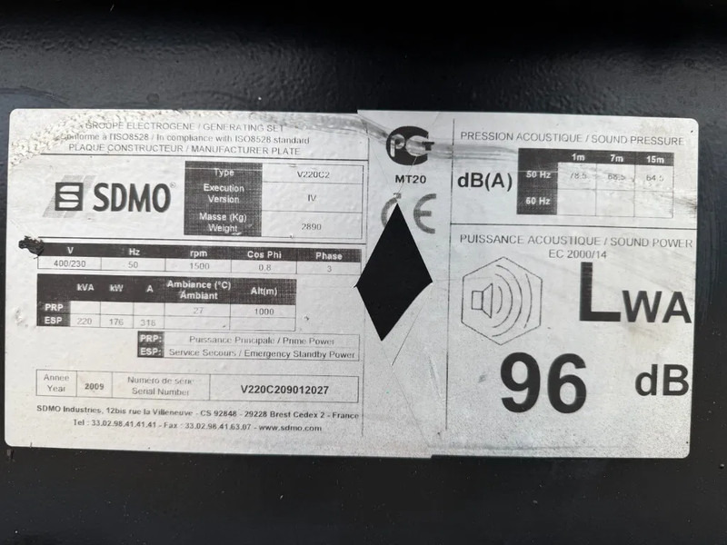 SDMO V220C2 Volvo Penta Leroy Somer 220 kVA Silent noodstroom generatorset - Generator set: picture 3 SDMO V220C2 Volvo Penta Leroy Somer 220 kVA Silent noodstroom generatorset - Generator set: picture 3