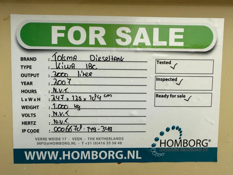 Shipping container Tolsma Kiwa IBC 3000 liter Dieseltank Brandstoftank: picture 15 Shipping container Tolsma Kiwa IBC 3000 liter Dieseltank Brandstoftank: picture 15