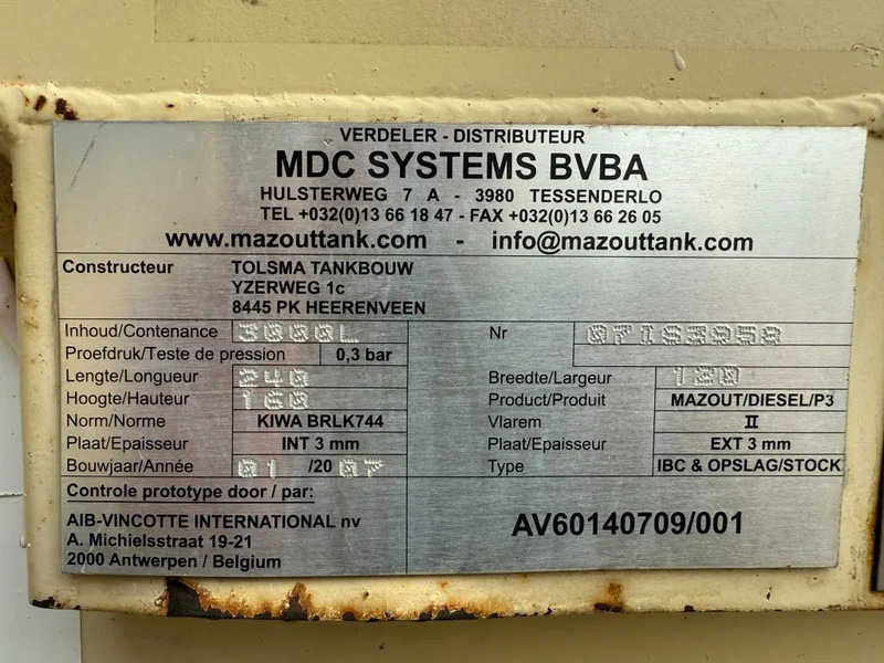 Shipping container Tolsma Kiwa IBC 3000 liter Dieseltank Brandstoftank: picture 14 Shipping container Tolsma Kiwa IBC 3000 liter Dieseltank Brandstoftank: picture 14
