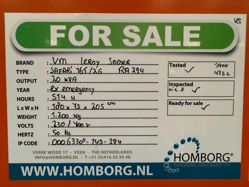 Generator set VM Leroy Somer 20 kVA gedempte noodstroom generatorset 514 hours: picture 17 Generator set VM Leroy Somer 20 kVA gedempte noodstroom generatorset 514 hours: picture 17