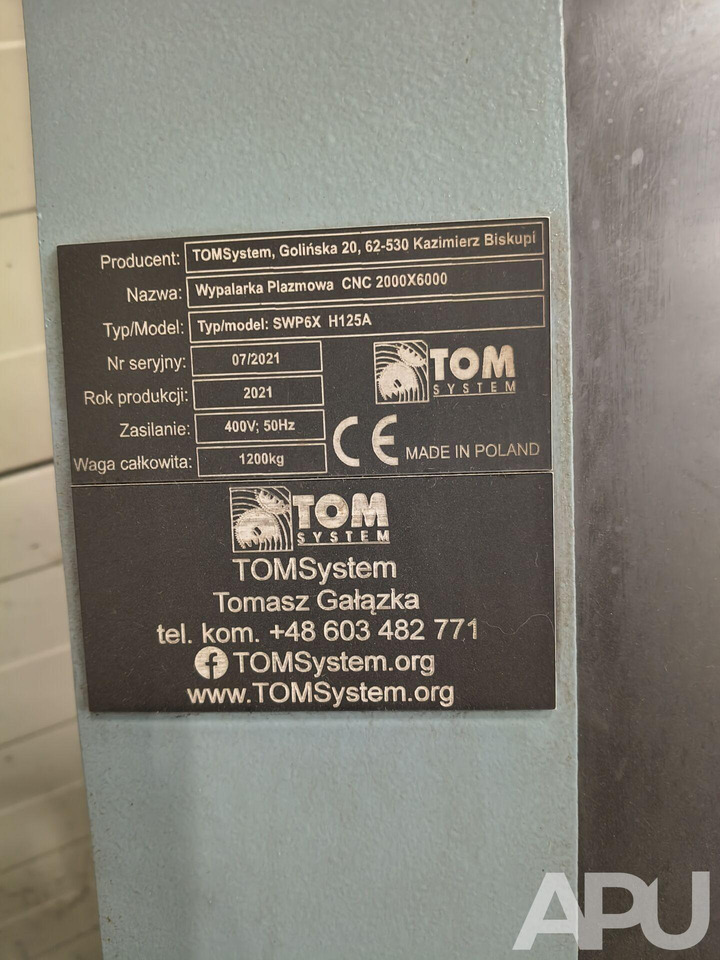 Industrial equipment TOP SYSTEM SWP6X H125A WYPALARKA PLAZMOWA CNC: picture 15 Industrial equipment TOP SYSTEM SWP6X H125A WYPALARKA PLAZMOWA CNC: picture 15