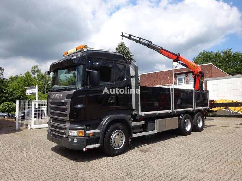 Scania R620 V8 - Flatbed+crane - Dropside/ Flatbed truck, Crane truck: picture 1 Scania R620 V8 - Flatbed+crane - Dropside/ Flatbed truck, Crane truck: picture 1