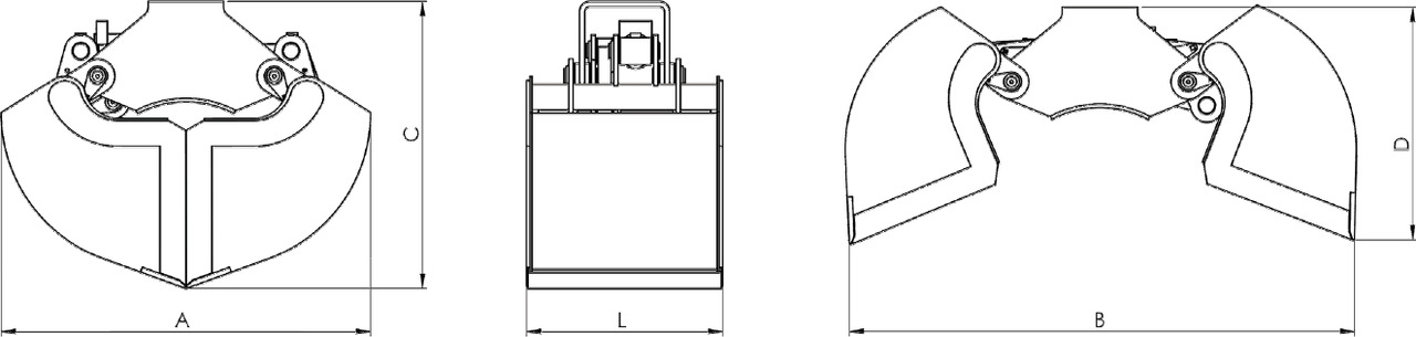 Clamshell bucket with sidewalls BV-L 400 - Clamshell bucket for Loader crane: picture 4 Clamshell bucket with sidewalls BV-L 400 - Clamshell bucket for Loader crane: picture 4