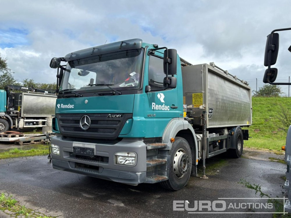 2009 Mercedes Axor 1824L 4x2, Crane, Stamps, Stainless Steel Container - Tipper: picture 1 2009 Mercedes Axor 1824L 4x2, Crane, Stamps, Stainless Steel Container - Tipper: picture 1