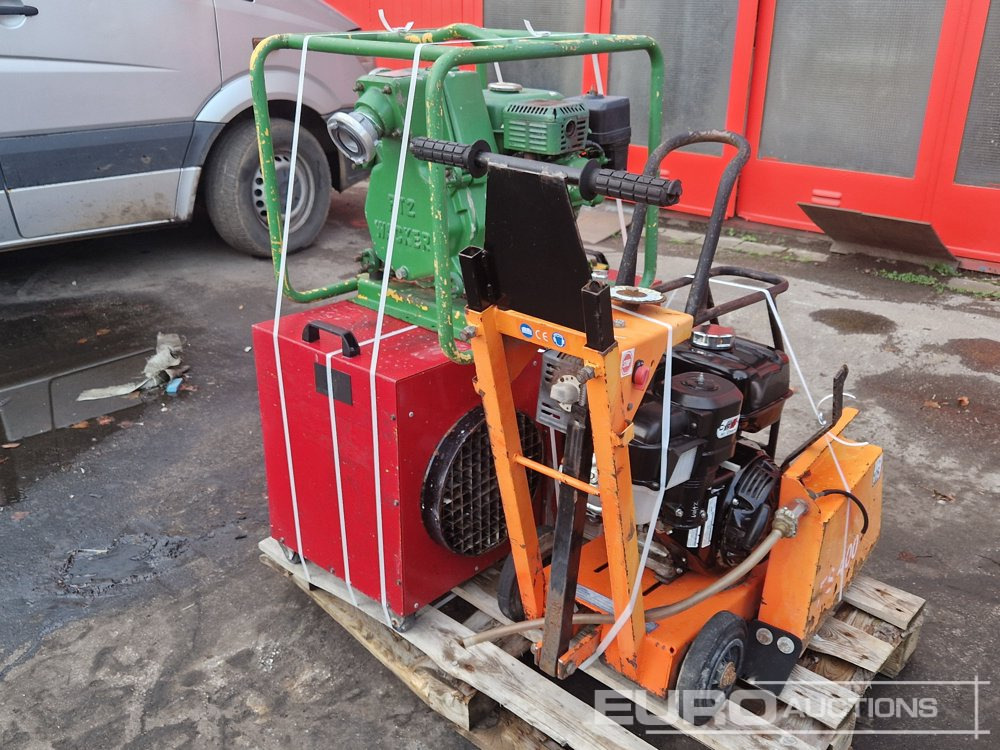 Pallet of asphalt saw, Electric Space Heater (2 of) Wacker water Pump - Construction equipment: picture 4 Pallet of asphalt saw, Electric Space Heater (2 of) Wacker water Pump - Construction equipment: picture 4