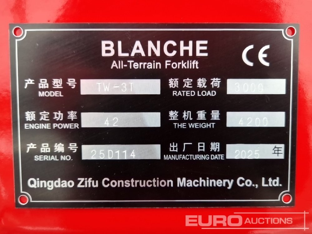 Rough terrain forklift Unused Blanche TW-3T: picture 29