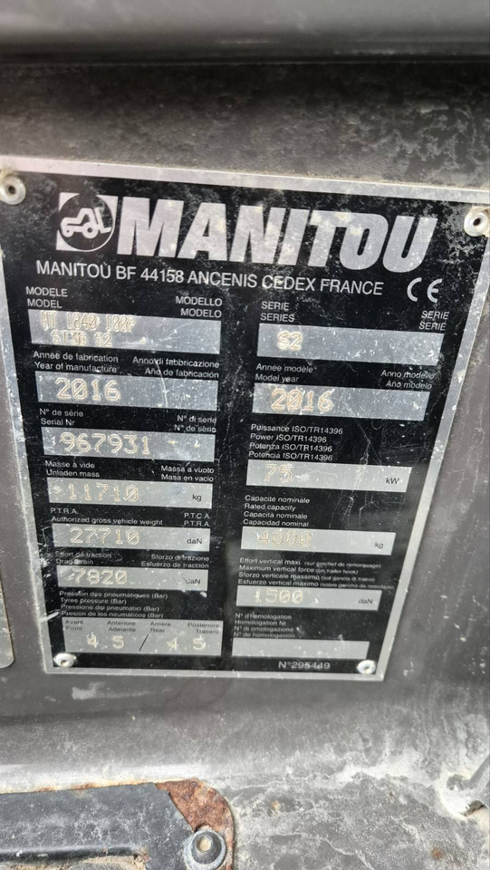 MANITOU MT1840 / 2016 - Telescopic handler: picture 4 MANITOU MT1840 / 2016 - Telescopic handler: picture 4