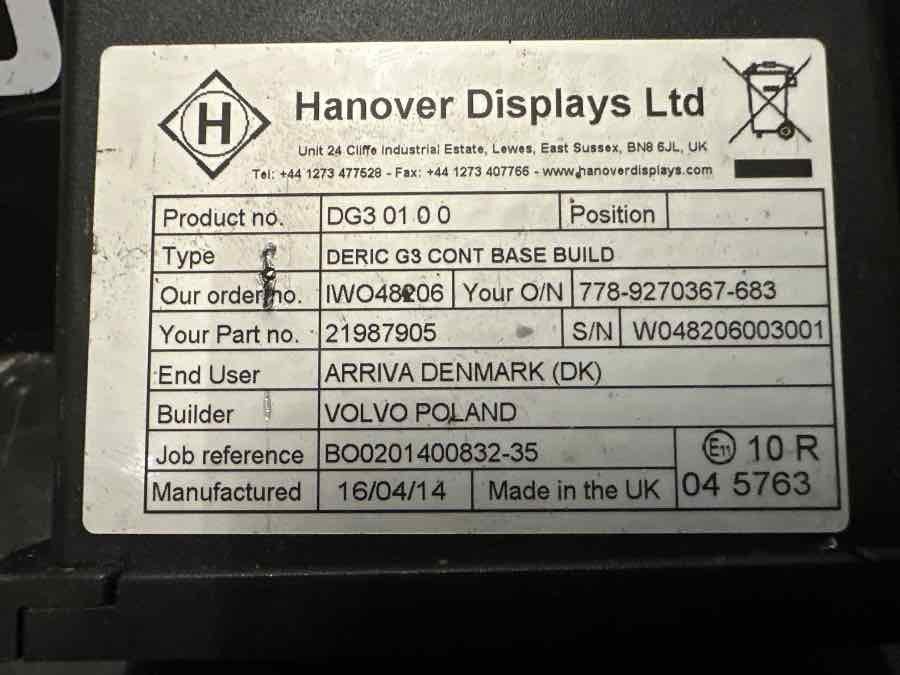 VOLVO BUS DISPLAY 21987905 - Cab and interior for Bus: picture 3 VOLVO BUS DISPLAY 21987905 - Cab and interior for Bus: picture 3