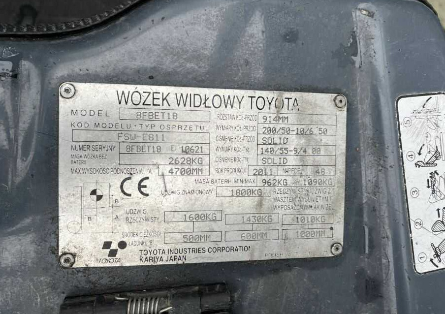 Toyota 8FBET18 - Electric forklift: picture 4 Toyota 8FBET18 - Electric forklift: picture 4