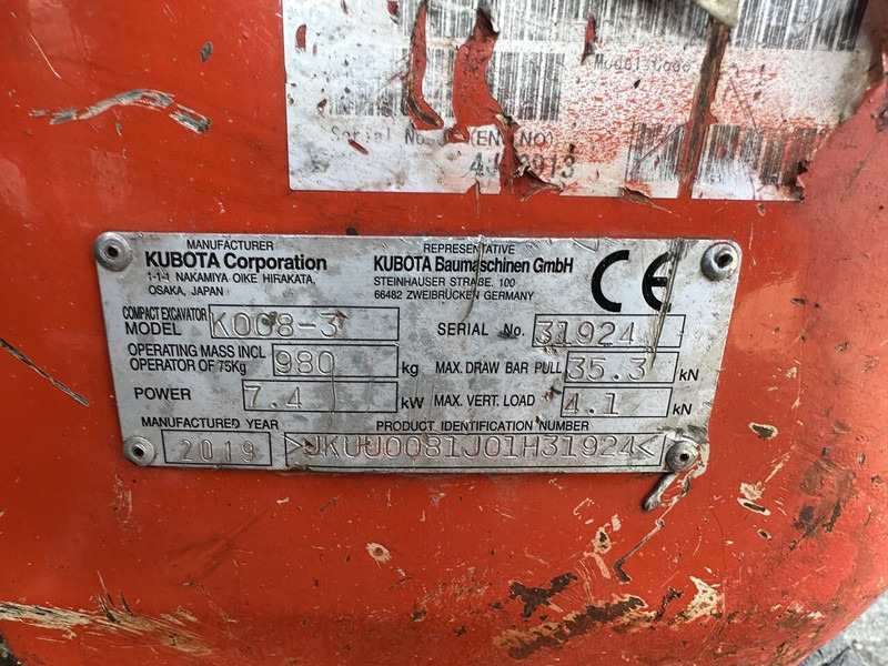 Mini excavator Kubota KOO8-3: picture 12