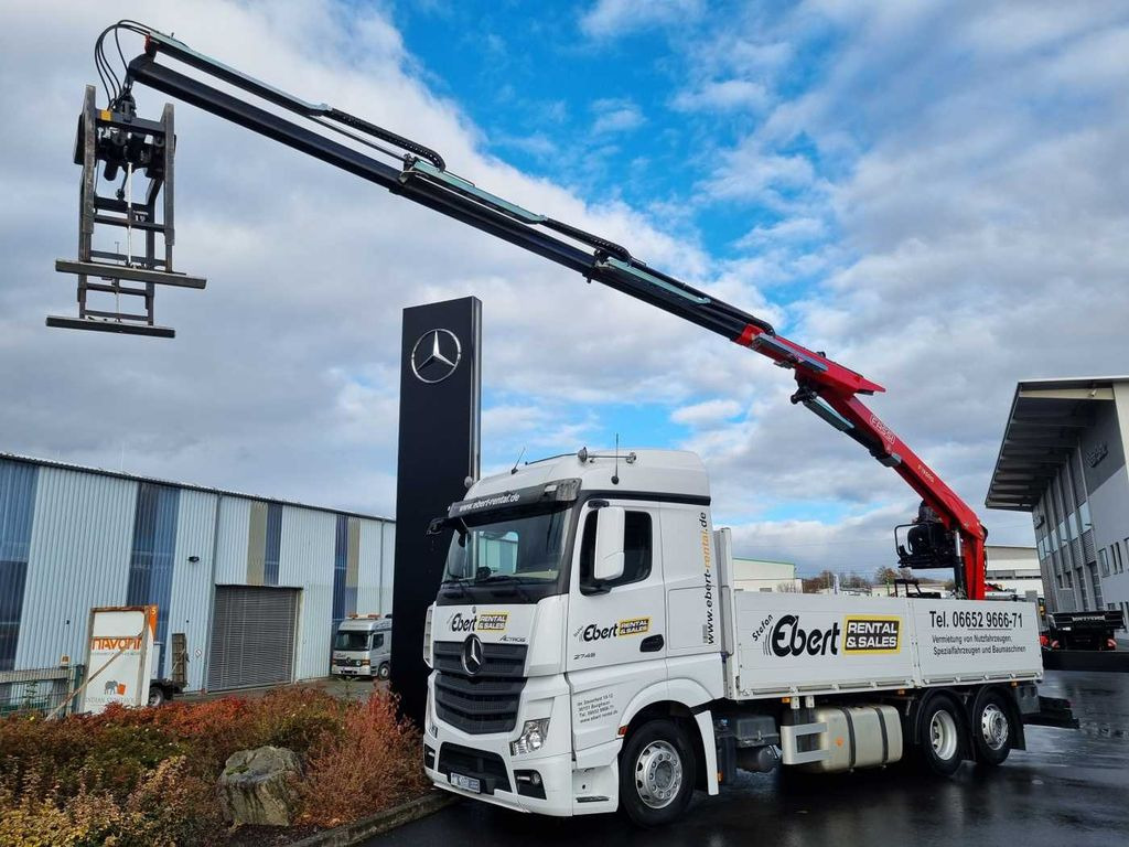 Mercedes-Benz Actros 2745 L 6x2 Baustoffpritsche+Kran Retarder - Crane truck, Dropside/ Flatbed truck: picture 1 Mercedes-Benz Actros 2745 L 6x2 Baustoffpritsche+Kran Retarder - Crane truck, Dropside/ Flatbed truck: picture 1