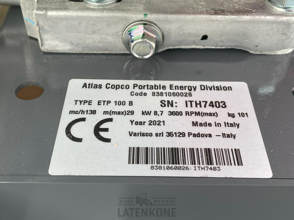 Water pump Atlas Copco ETP 100B vesipumppu: picture 15