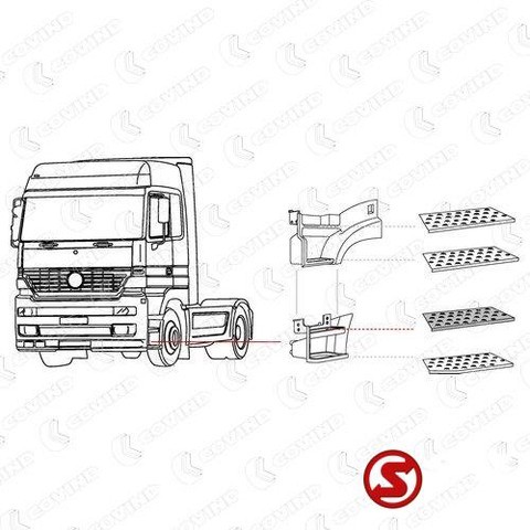 Mercedes-Benz Trede actros mp1 - 2 - 3 l +r mega space - Footstep for Truck: picture 2 Mercedes-Benz Trede actros mp1 - 2 - 3 l +r mega space - Footstep for Truck: picture 2