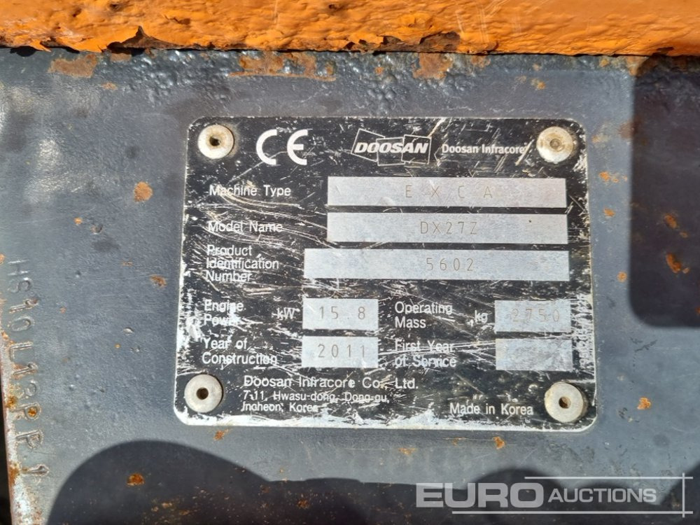 Mini excavator 2011 Doosan DX27Z: picture 47