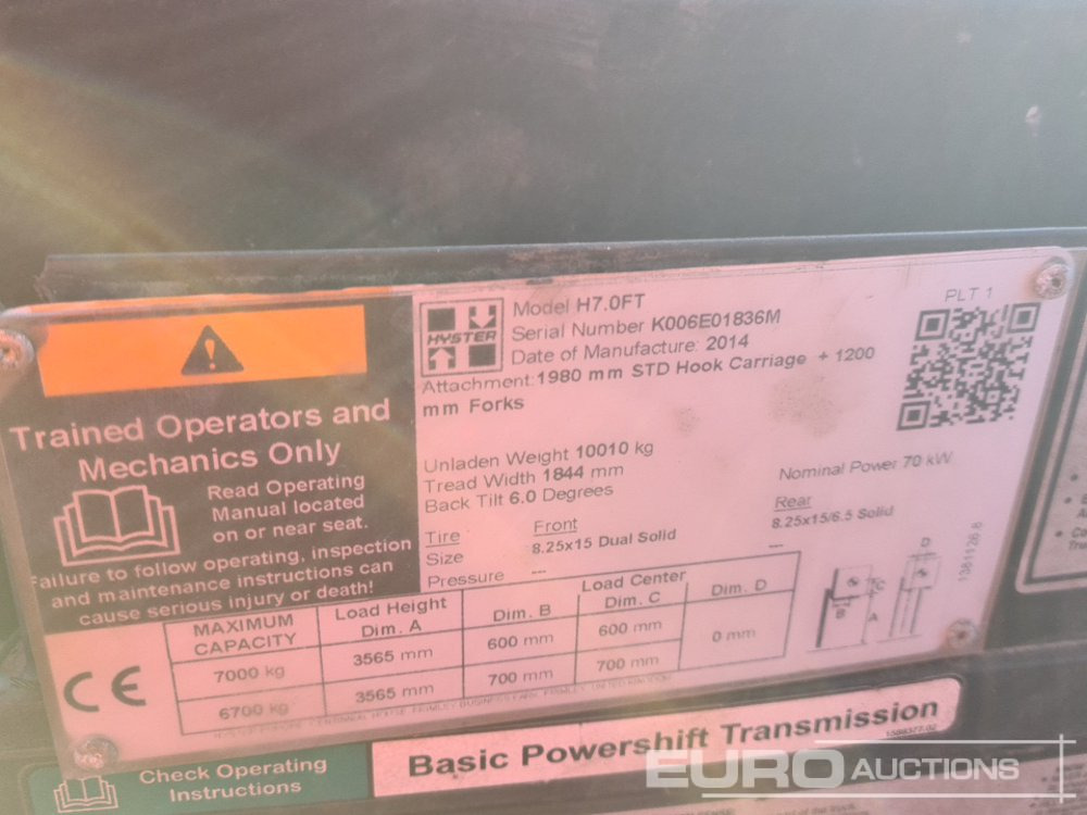 Forklift 2014 Hyster H7.0FT: picture 38
