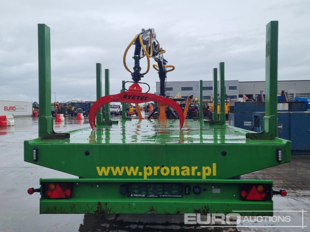 2018 Pronar Twin Axle Draw Bar Flat Bed Timber Trailer, Ryetec KTS 7.5 Loading Crane, Hydraulic Rotating Log Grab, Air Brakes - Farm trailer: picture 4 2018 Pronar Twin Axle Draw Bar Flat Bed Timber Trailer, Ryetec KTS 7.5 Loading Crane, Hydraulic Rotating Log Grab, Air Brakes - Farm trailer: picture 4