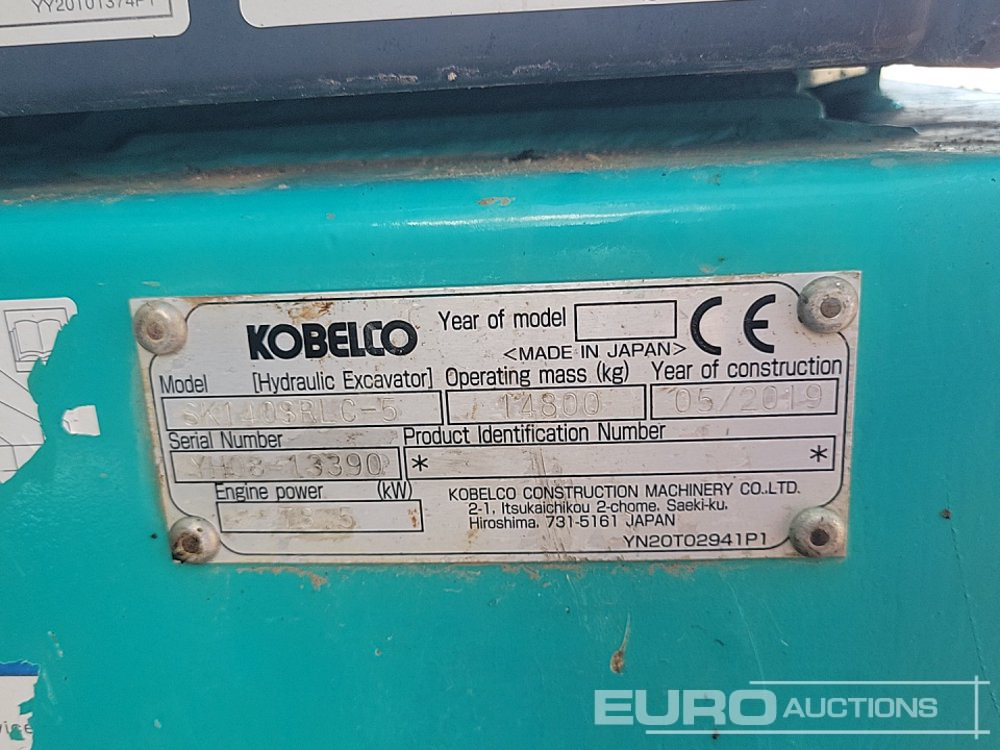 Crawler excavator 2019 Kobelco SK140SRLC-5: picture 47