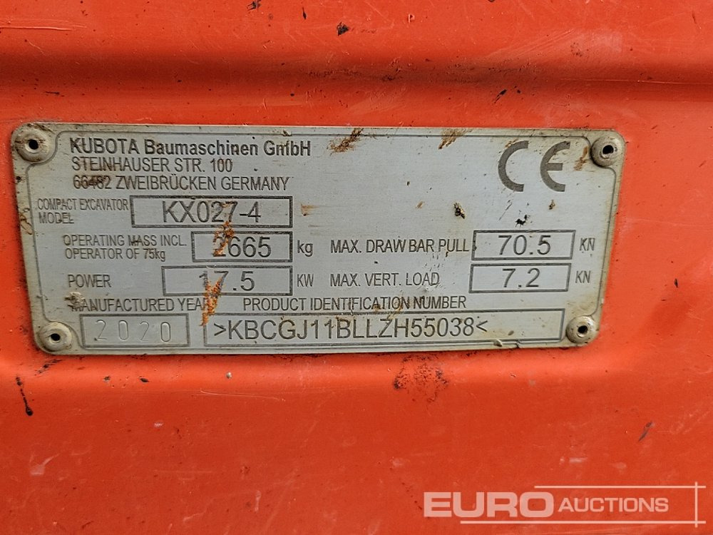 Mini excavator 2020 Kubota KX027-4: picture 46