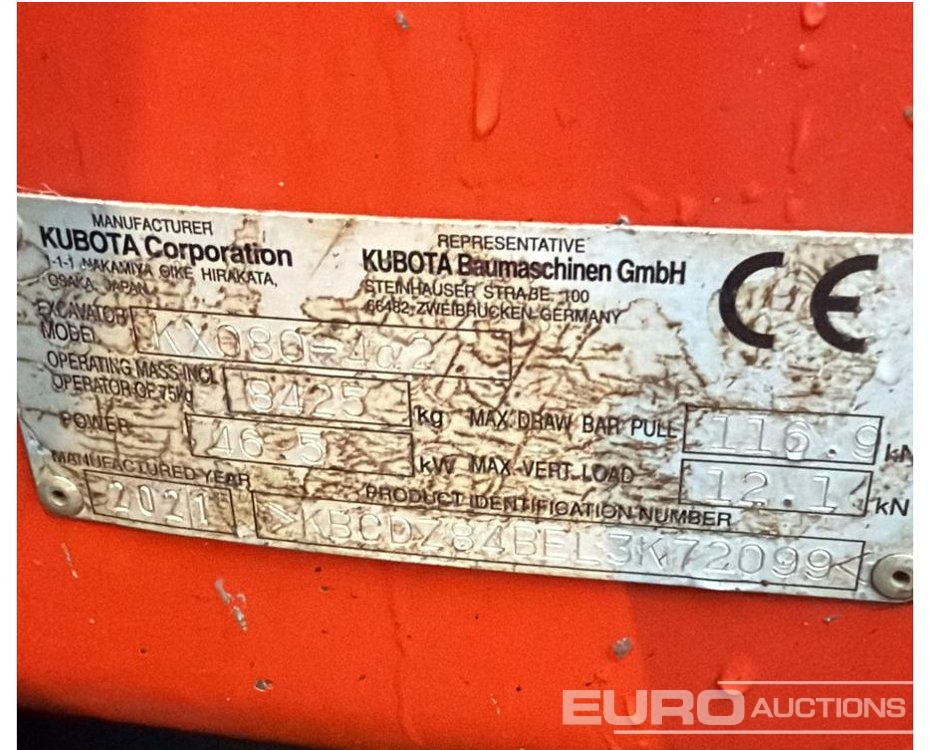 2021 Kubota KX080-4A2 - Mini excavator: picture 4 2021 Kubota KX080-4A2 - Mini excavator: picture 4