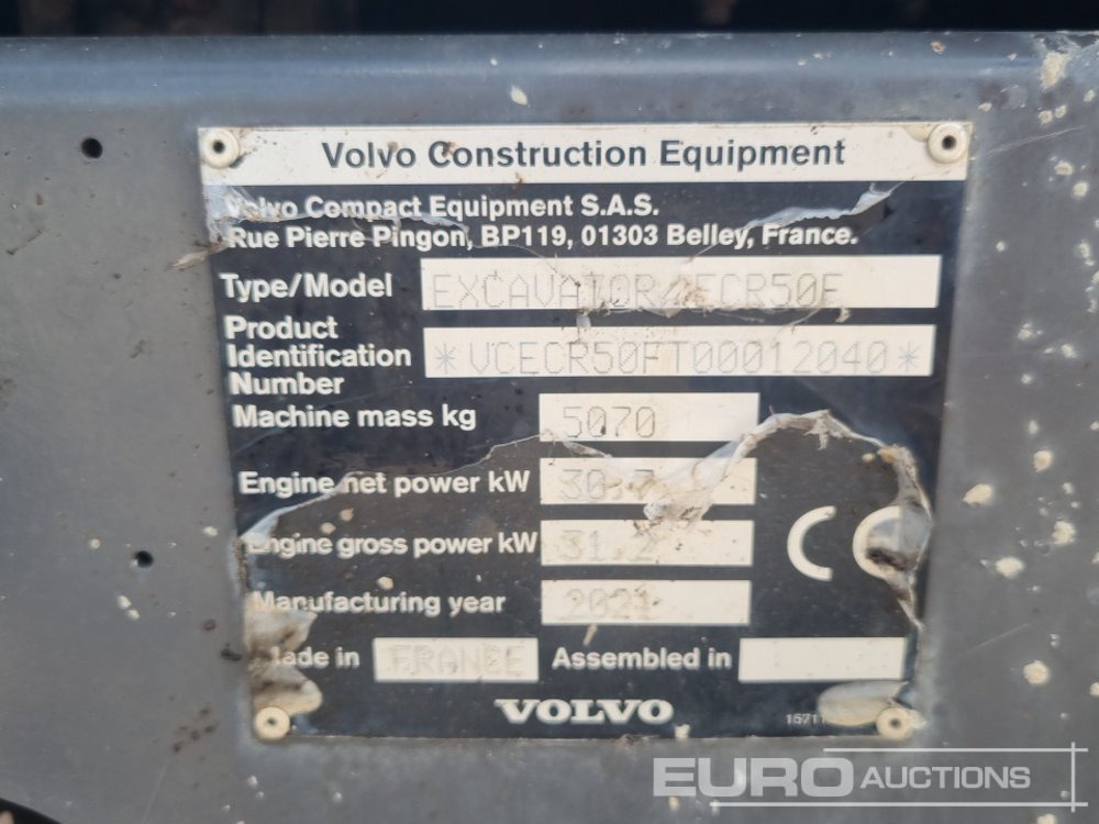 Mini excavator 2021 Volvo ECR50F: picture 43