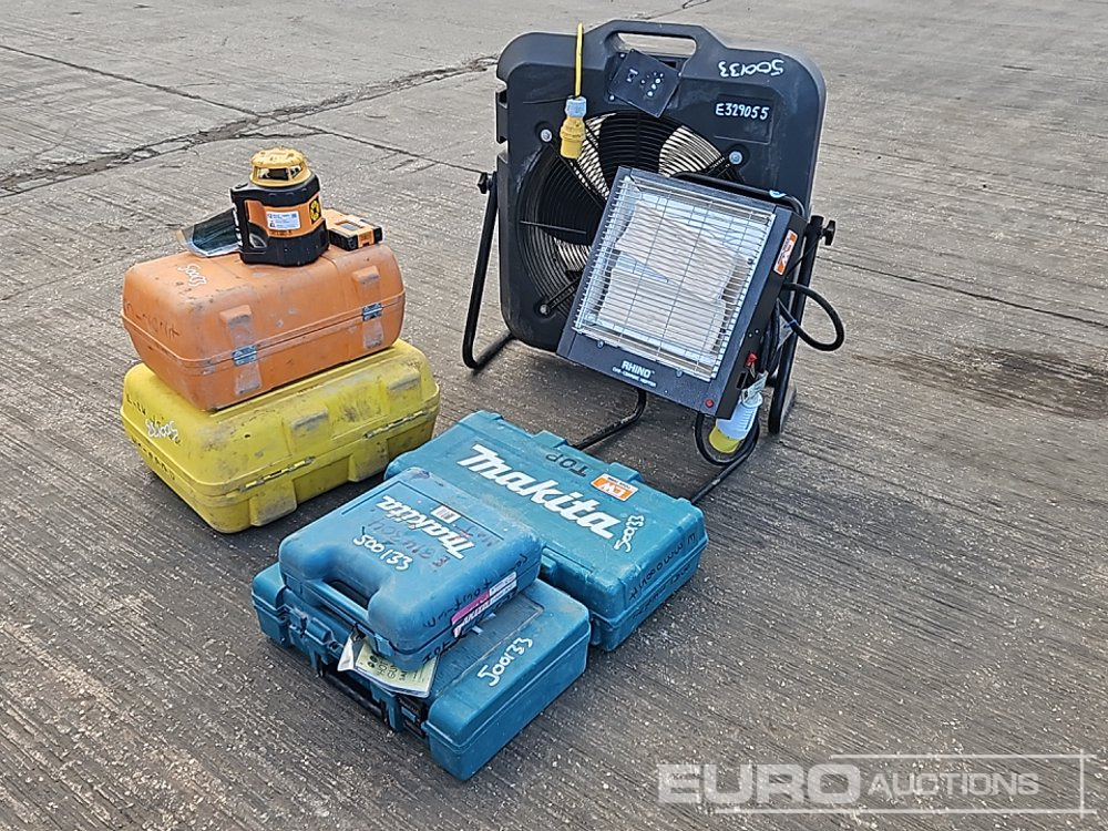 Laser Level (3 of), Makita 110Volt Heat Gun, Makita HR2470 240Volt Hammer Drill, Makita DJR186 Battery Reciprocating Saw, 110Volt Fan, 110Volt Space Heater - Construction equipment: picture 1 Laser Level (3 of), Makita 110Volt Heat Gun, Makita HR2470 240Volt Hammer Drill, Makita DJR186 Battery Reciprocating Saw, 110Volt Fan, 110Volt Space Heater - Construction equipment: picture 1