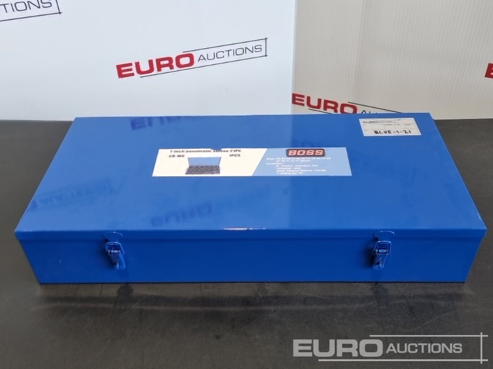 Unused Boss 1" 21pc Pneumatic Socket Set, 8" Impact Extension Bar, Universal Joint, Quick Release Ratchet Handle, 20" T-sliding Bar - Workshop equipment: picture 2 Unused Boss 1" 21pc Pneumatic Socket Set, 8" Impact Extension Bar, Universal Joint, Quick Release Ratchet Handle, 20" T-sliding Bar - Workshop equipment: picture 2