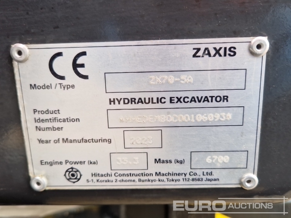 Mini excavator Unused Hitachi ZX70-5A: picture 43