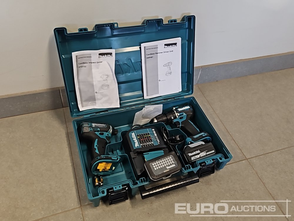 Unused Makita DHP453 18V LXT Combi Dril, Makita DTD152 18V LXT Impact Driver, Battery, Charger, Bit Set - Workshop equipment: picture 1 Unused Makita DHP453 18V LXT Combi Dril, Makita DTD152 18V LXT Impact Driver, Battery, Charger, Bit Set - Workshop equipment: picture 1