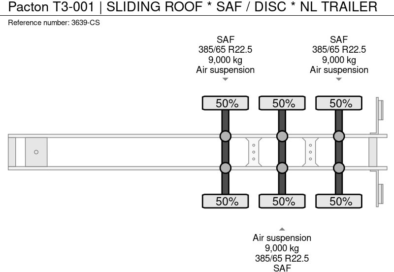 Curtainsider semi-trailer Pacton T3-001 | SLIDING ROOF * SAF / DISC * NL TRAILER: picture 17
